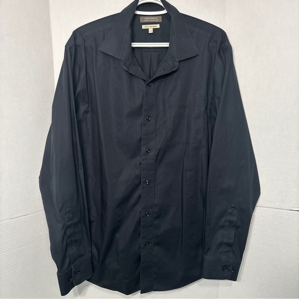 Denver Hayes Never Iron Slim Fit Black Dress Shirt Cotton Business Casual Grad